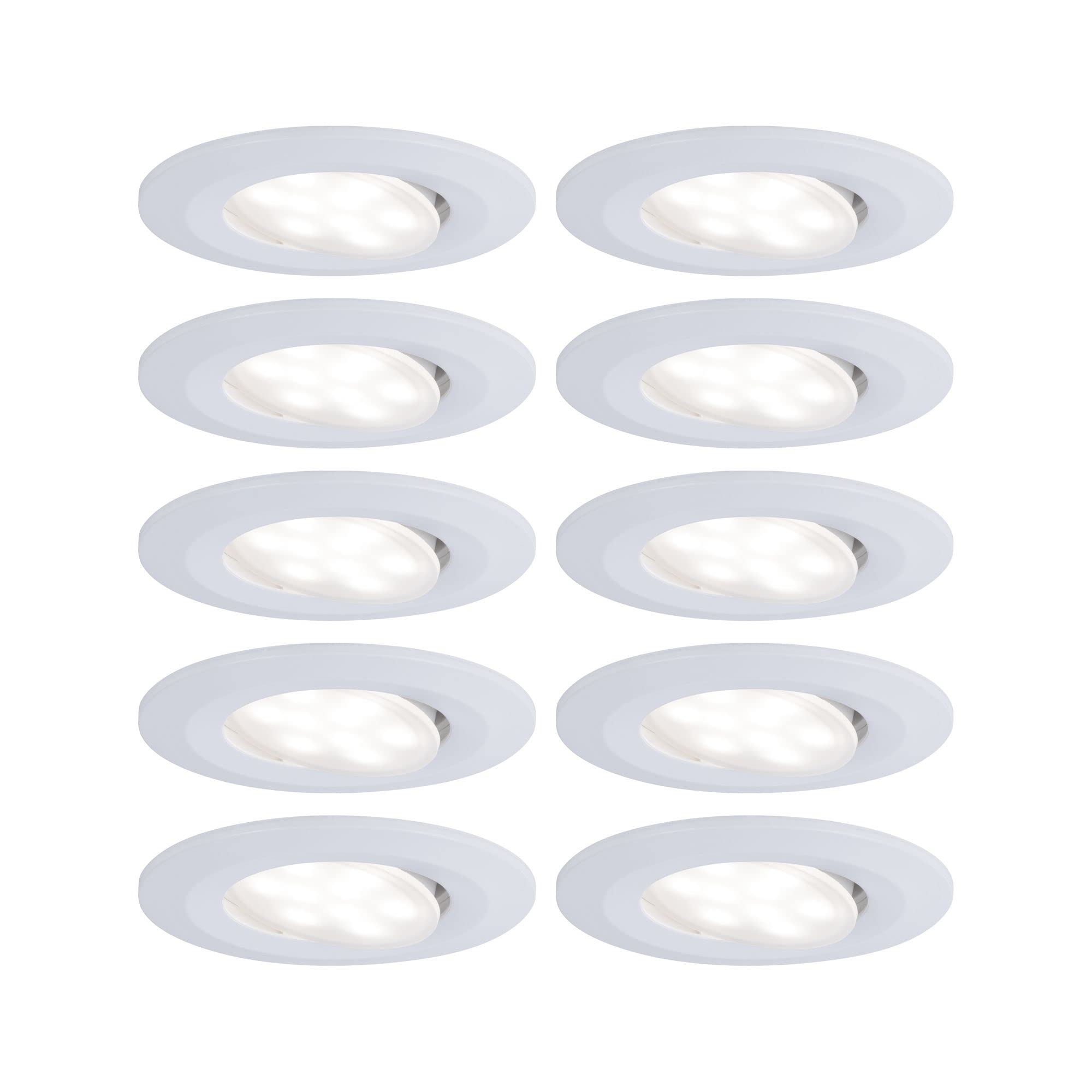 Paulmann 99922 Calla LED recessed luminaire Round Set of 10 incl. 10x6W IP65 recessed Spotlight White matt Cabinet Light Plastic recessed lamp 4000K