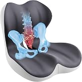 Synthcore Seat Cushion &amp; Back Support for Tailbone and Lower Back Relief | Higher Back for Stable Lower-Back Support / Dual-Sided Grip Keeps It in Place / Support Without Sinking / Durable / Washable