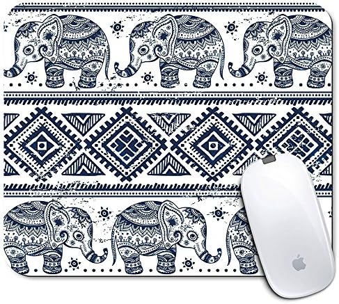 Personalized Rectangle Mouse Pad, Printed Cute Aztec Elephant Pattern, Non-Slip Rubber Comfortable Customized Computer Mouse Pad (9.45x7.87inch)