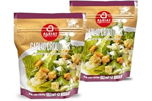 ALEIAS BEST. TASTE. EVER. Aleia’s Gluten Free Garlic Croutons – 5.5oz (2 Pack) – Crunchy Topping for Salads & Soups – Dairy Free, Soy Free, Low Sodium, No MSG, No Preservatives