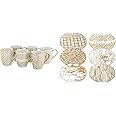 Certified International 26540SET6 Matrix 16 oz. Gold Plated Mugs, Set of 6, 5" x 3.25" x 4.5", Multicolored & Matric Matrix Gold 6" Luncheon/Canape Plates, Set of 6 Assorted Designs, Multicolor