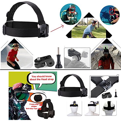 image for ASOCEA Action Camera Accessory Bundle Kit Chest Mount + Head Strap + F
