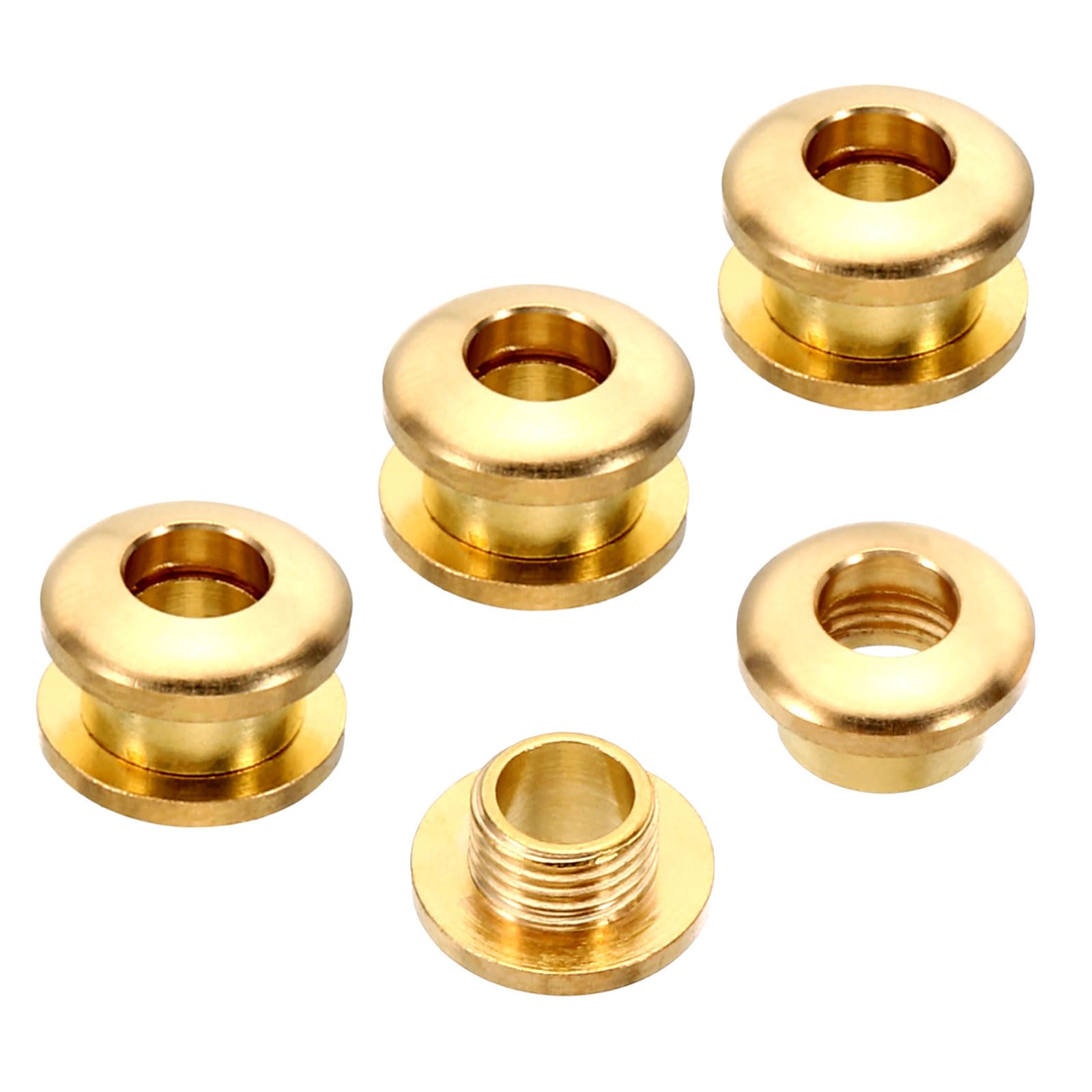 PATIKIL 5mm(1/5 Inch) Solid Brass Hole Eyelets, 4 Pcs Arc Surface Self Backing Grommets with Washer for Leather Craft, Brass Tone — image 1
