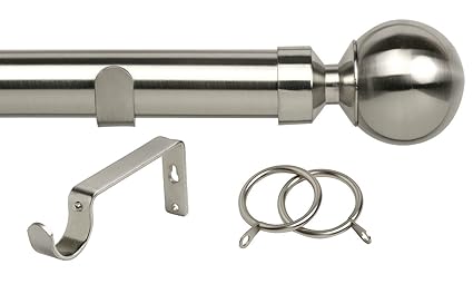70 120cm Extendable Brushed Silver Steel Metal Curtain Pole Rail