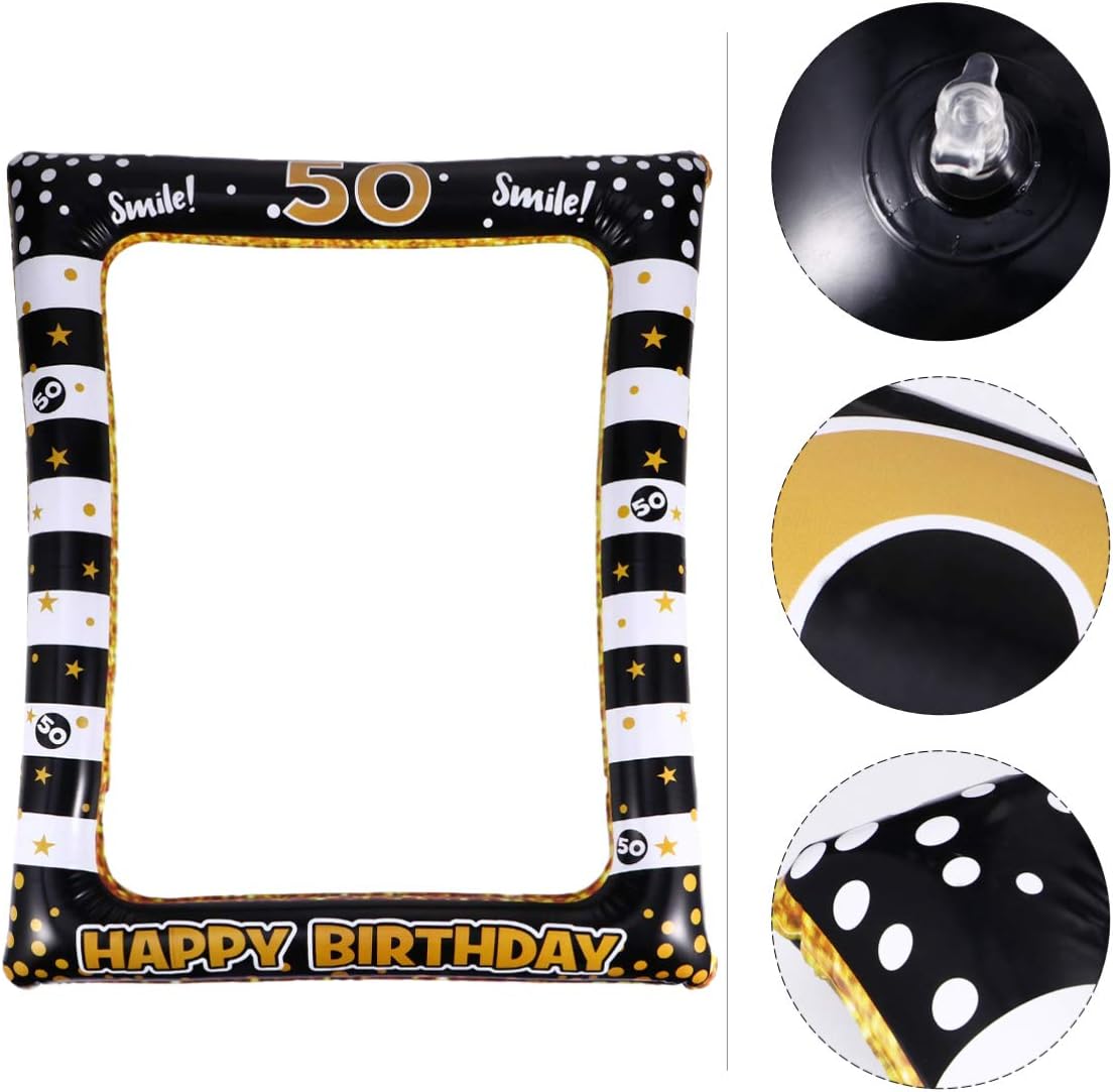 PRETYZOOM Inflatable Picture Frame Photo Booth Props Party Decorations for Birthday Party Supplies (Age 50) - Image 3