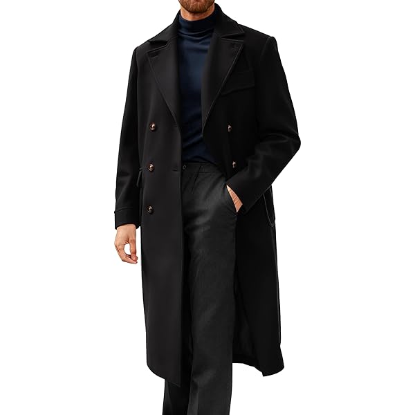 DGKaxiyaHM Men's Warm Loose Wool Blend Coat Vintage Double