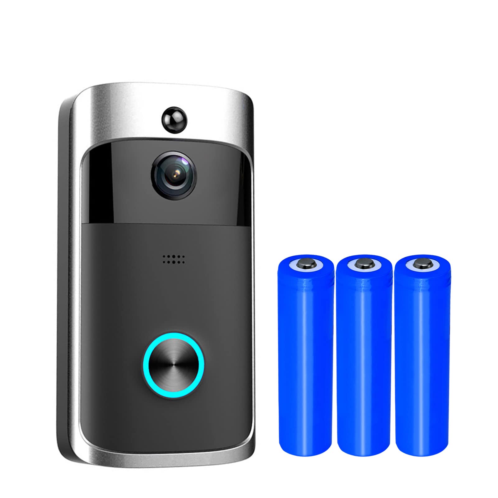 Kavolet Ring Doorbell Wireless, Video Doorbell, 720P Visual Real-time Intercom WiFi Bell PIR Detection Night Vision, 2-Way Talk Home Security Camera Free Cloud Storage or TF Card, Silver & Black