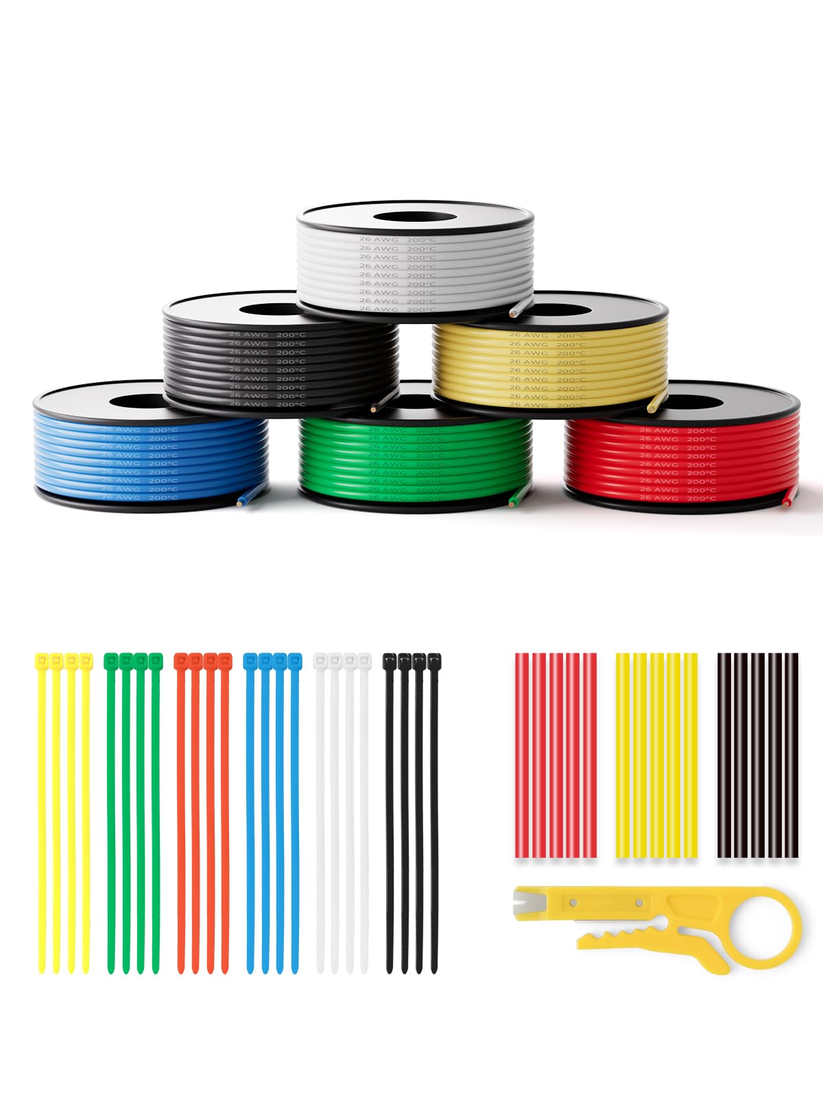 PUDKLE 26 Gauge Wire 197ft,Stranded Silicone