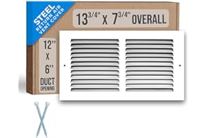 Fits 12x6 Duct Opening | Steel Return Air Grille by Handua | Vent Cover Grill for Sidewall and Ceiling | White | HVAC Cold Air Intake Grille | Outer Dimensions: 13.75"W X 7.75"H