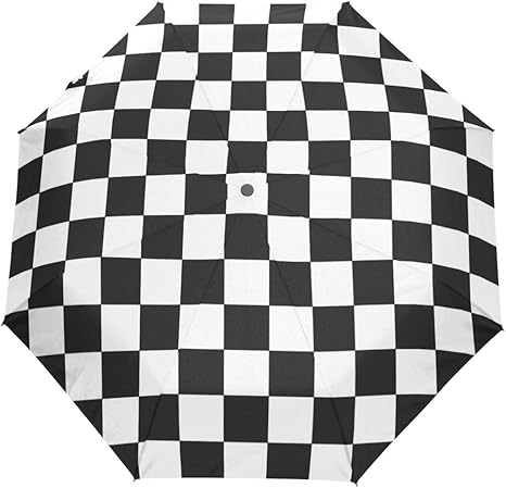 Amazon ミヤビヤ 自動開閉式 ジャンプ傘 チェッカーボード 市松模様 市松柄 チェック柄 格子柄 ブラック チェッカー柄 コンパクト スペシャル 特別 旅行 アウトドア 女性 ギフト ミヤビヤ 折りたたみ傘 通販