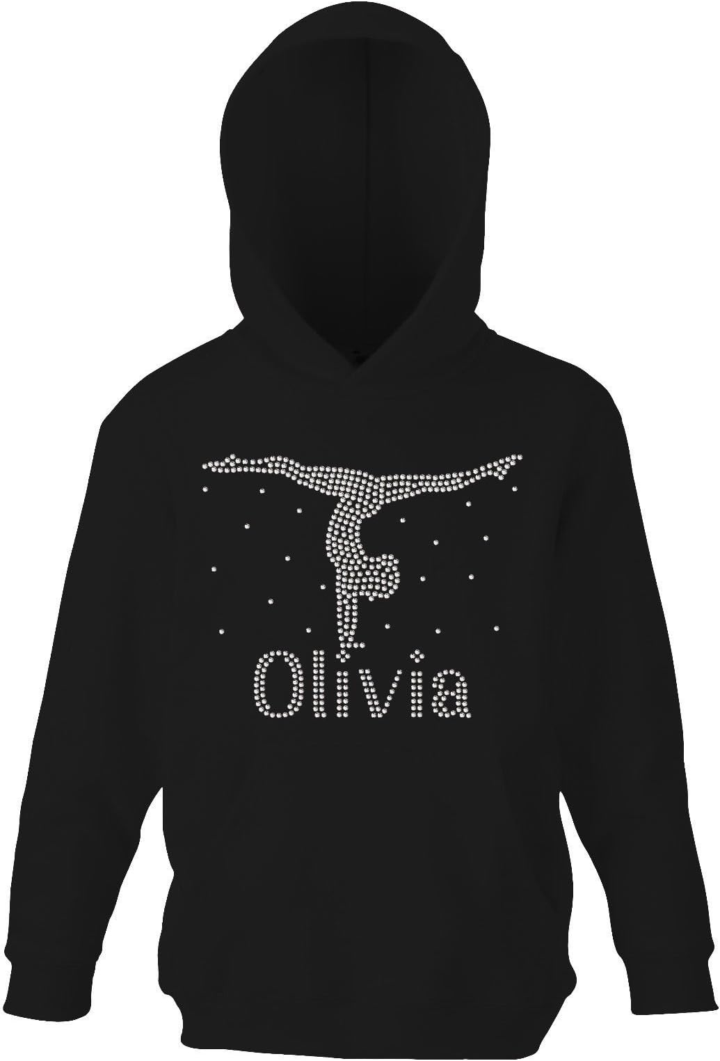 Girls Hand Stand Crystal Personalised Gymnastics Hoodie Leotard Hoody Jumper(K) By Varsany