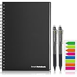 GUYUCOM Smart Reusable Notebook, Letter Size Erasable Wirebound Smart Notebook with Pen Sketch Pads APP Storage (A4)
