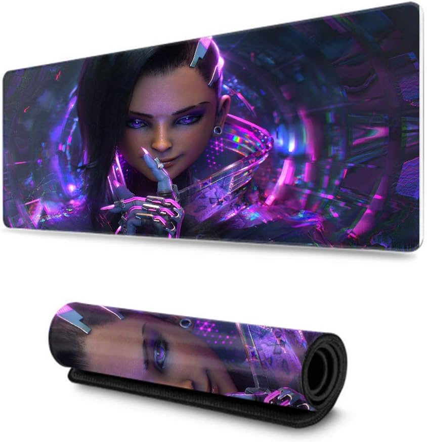 Overwatch,Hard Gaming Mouse Pad,Non-Slip Rubber Base Mouse Pad,Art Decoration Mouse Pad,Ultra Thick 3Mm-(Sombra)