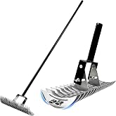 Dethatcher Rake 15-Inch Lawn Thatching Rake,19-Tine Heavy-Duty Steel Dethatching Rake with Adjustable Head&amp;Long Handle,Durable Thatch Rake for Removing Dead Grass,Moss&amp;Lawn Debris
