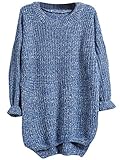 SheIn Women's Loose Dip Hem Long Sleeve Knit Pullover Sweater