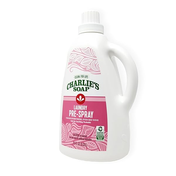 CHARLIE’S SOAP LAUNDRY PRE-SPRAY STAIN REMOVER REFILL (75.0 FL OZ), NATURAL LAUNDRY PRETREAT AND STAIN REMOVER (ONE 75OZ REFILL)