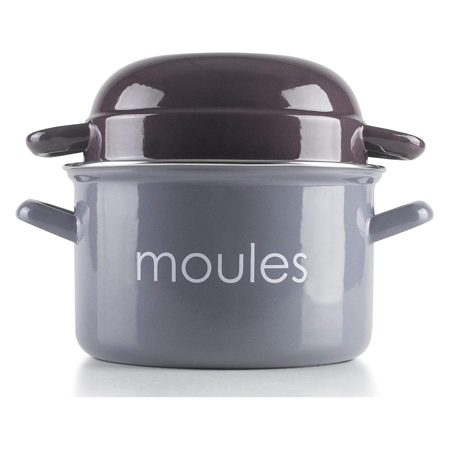 IBILI Mussels Pot, Aubergine, 18 cm, Enamelled Steel, Suitable for Induction Hobs