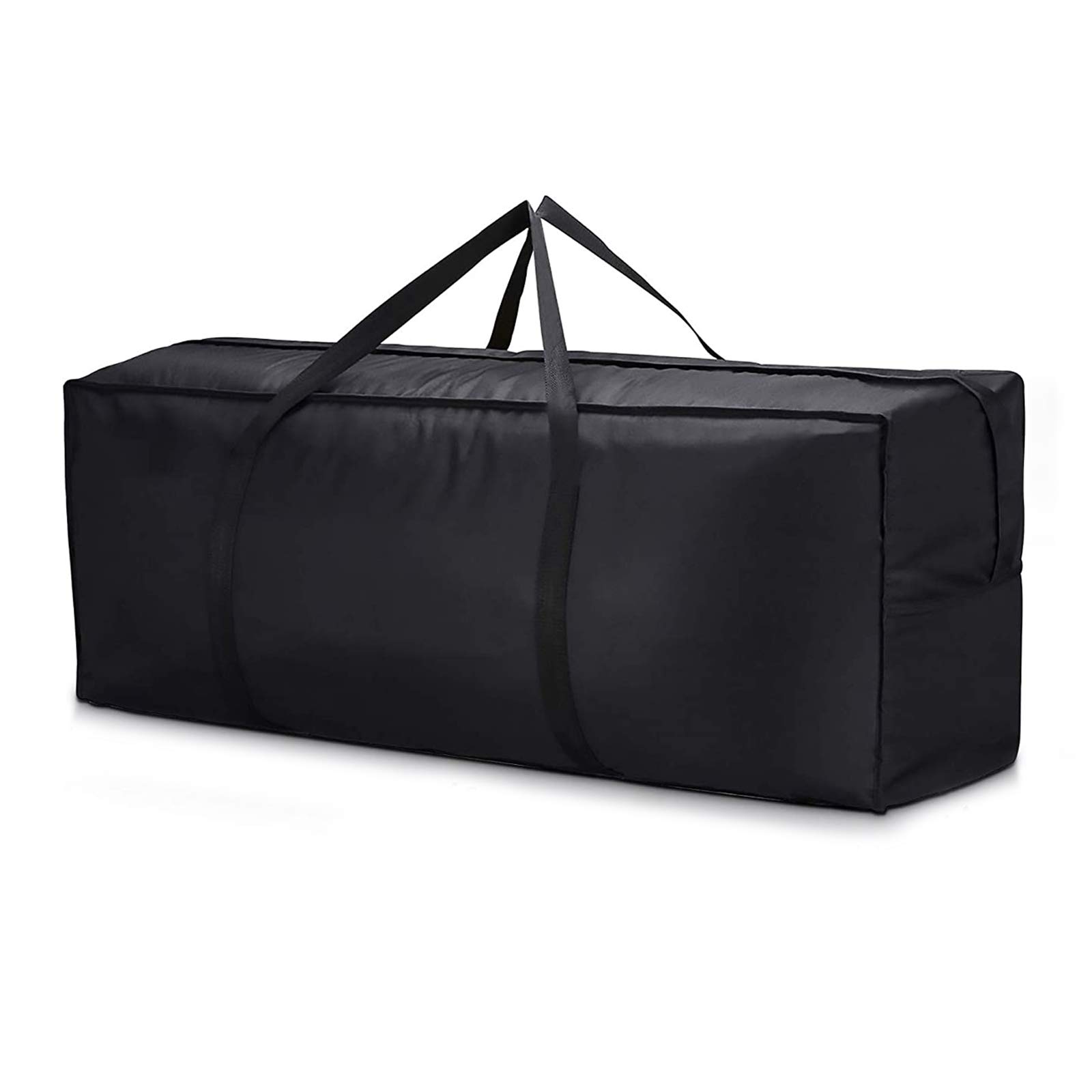 Garden Cushion Storage Bag - Anti-UV Heavy Duty Waterproof Outdoor Furniture Cushion Storage Bag with Carry Handle & Zipper for Patio Seat Furniture Christmas Tree, 122 x 39 x 55 cm Black