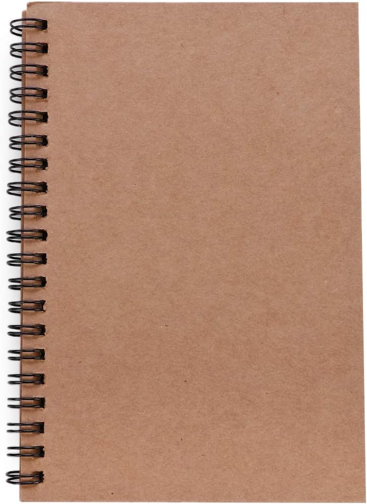 YIDAINLINE Retro Kraft Spiral Binding Blank Graffiti Sketchbook Notebook Graduation Gift 12cm x 18cm Kraft Cover + White Paper