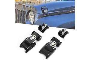 SEMTION Hood Latches Aluminum Hood Locks Compatible with Jeep Wrangler JK JKU JL JLU JT Gladiator 2007-2024 (Freedom Star)