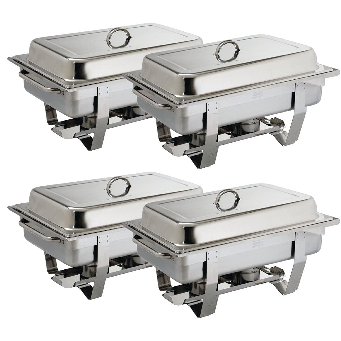 Olympia Milan 9 Litres Chafing Stainless Steel Set with Heat Insulating Lid - Twin Burners, Carry Handles - 4pc (635 x 317.5 x 102 mm)
