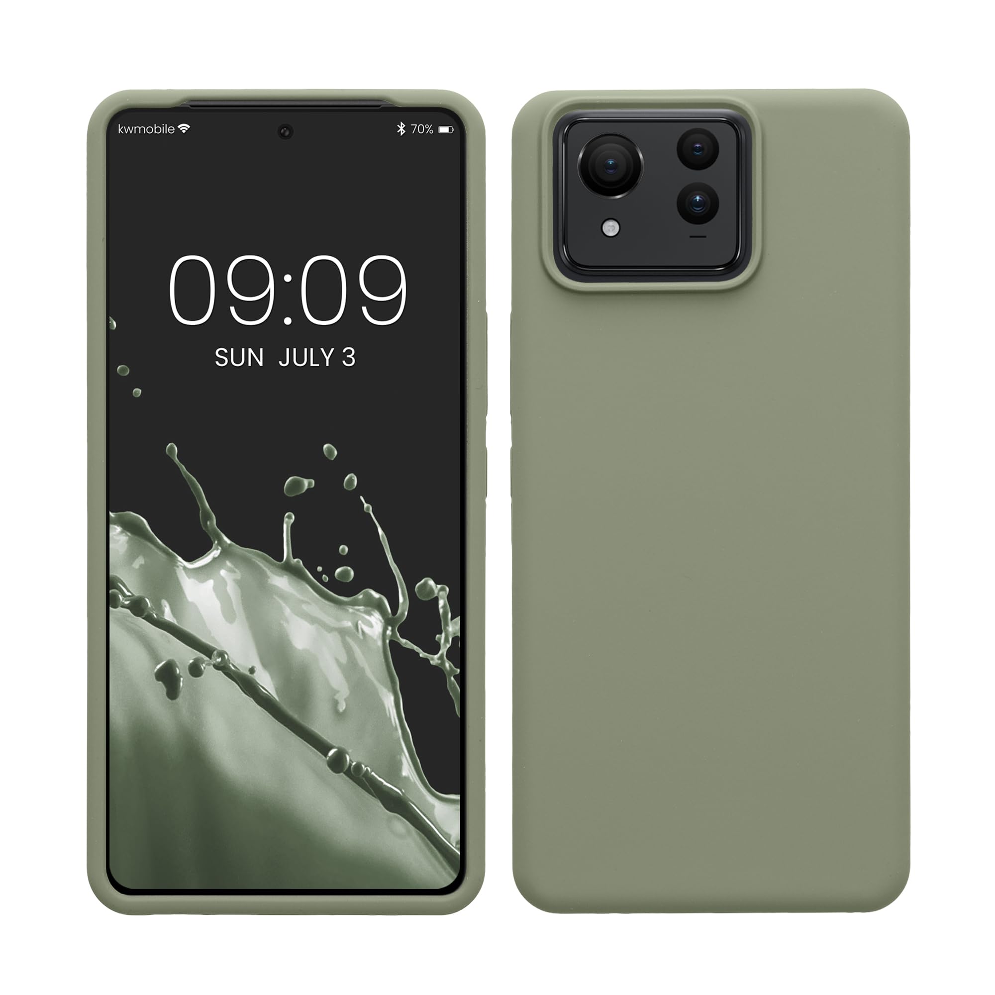 kwmobile Case for ASUS Zenfone 11 Ultra Case - Soft Cover - Shockproof Silicone - Wireless Charging Gray Green