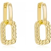 Milan Chiva Small Dangle Earrings for Women 14k Gold Plated Lightweight Huggie Drop Dainty Jewelry