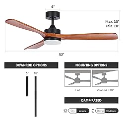VONLUCE Ceiling Fans with Lights, 52 Inch Ceiling