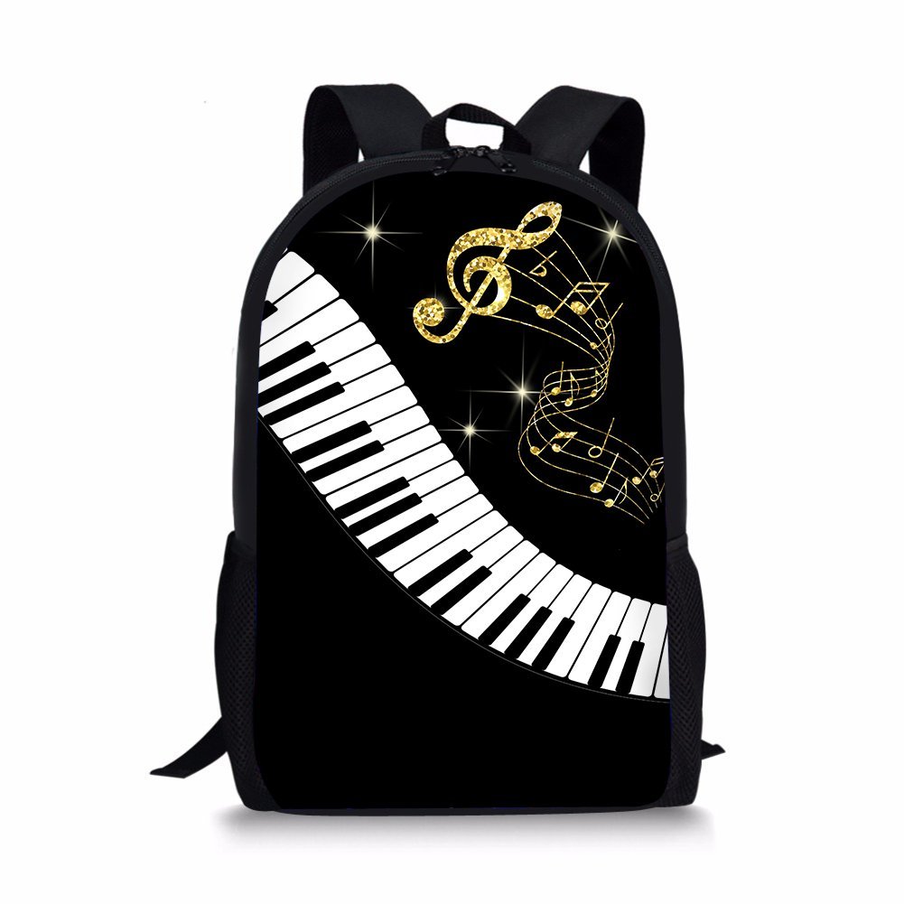 chaqlin Pretty Music Note Backpacks College School Bag Shoulder Casual Travel Daypack Hiking Camping Rucksack Piano Design