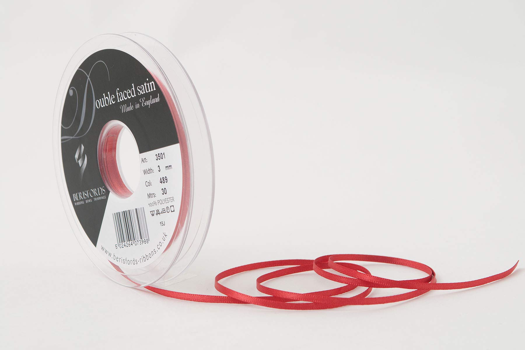 Berisfords Double FACE Poly Satin Ribbon, Russet, 10.5x10.5x1.3 cm