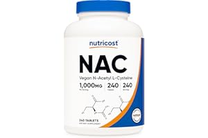 Nutricost N-Acetyl L-Cysteine (NAC) 1000 mg, 240 Vegan Tablets - GMO Free, Gluten Free, Vegetarian Supplement