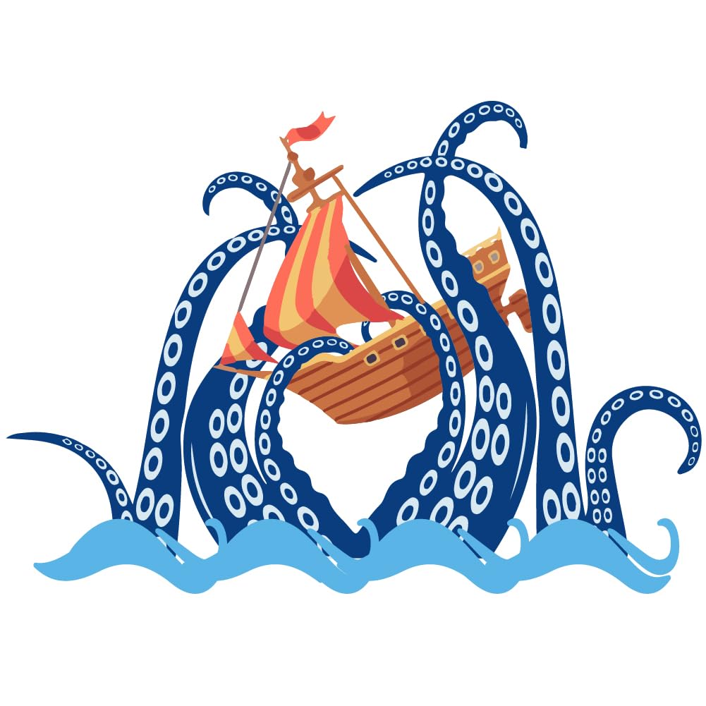 SUPERDANT Octopus Tentacles Wall Stickers Ocean Sailboat Vinyl Wall Decal Sticker DIY Octopus Bathroom Decoration for Living Room Bedroom Toilet Decor