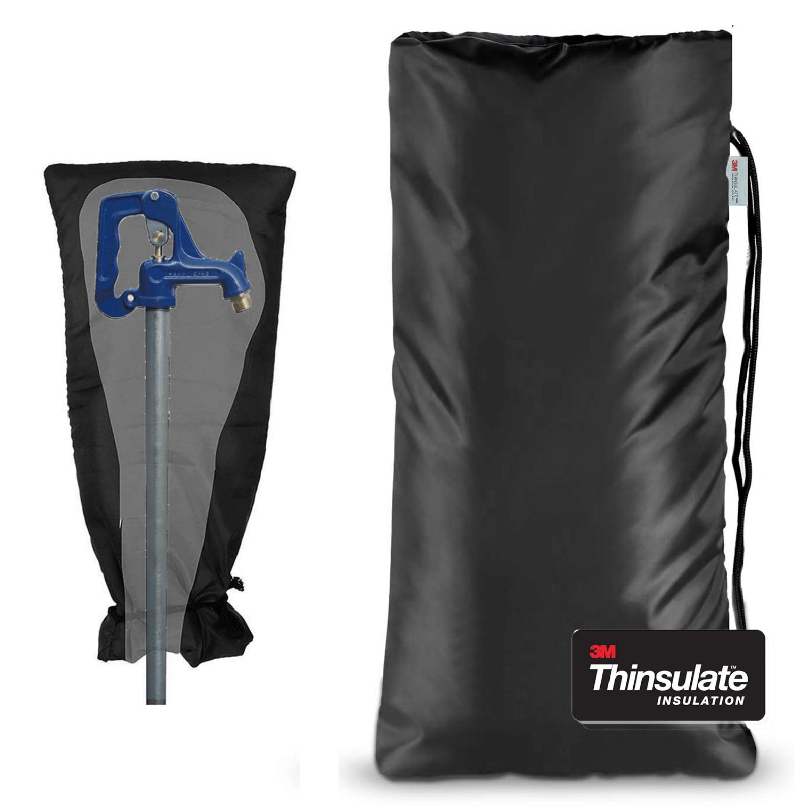 Photo 1 of 3M Thinsulate Outdoor Faucet Cover for Winter Sprinkle Freeze Protection, Reusable Tape Opening String Tying System, Waterproof Insulated Spigot Cover Faucet Sock for Outdoor Faucet - Black 13” x 25"