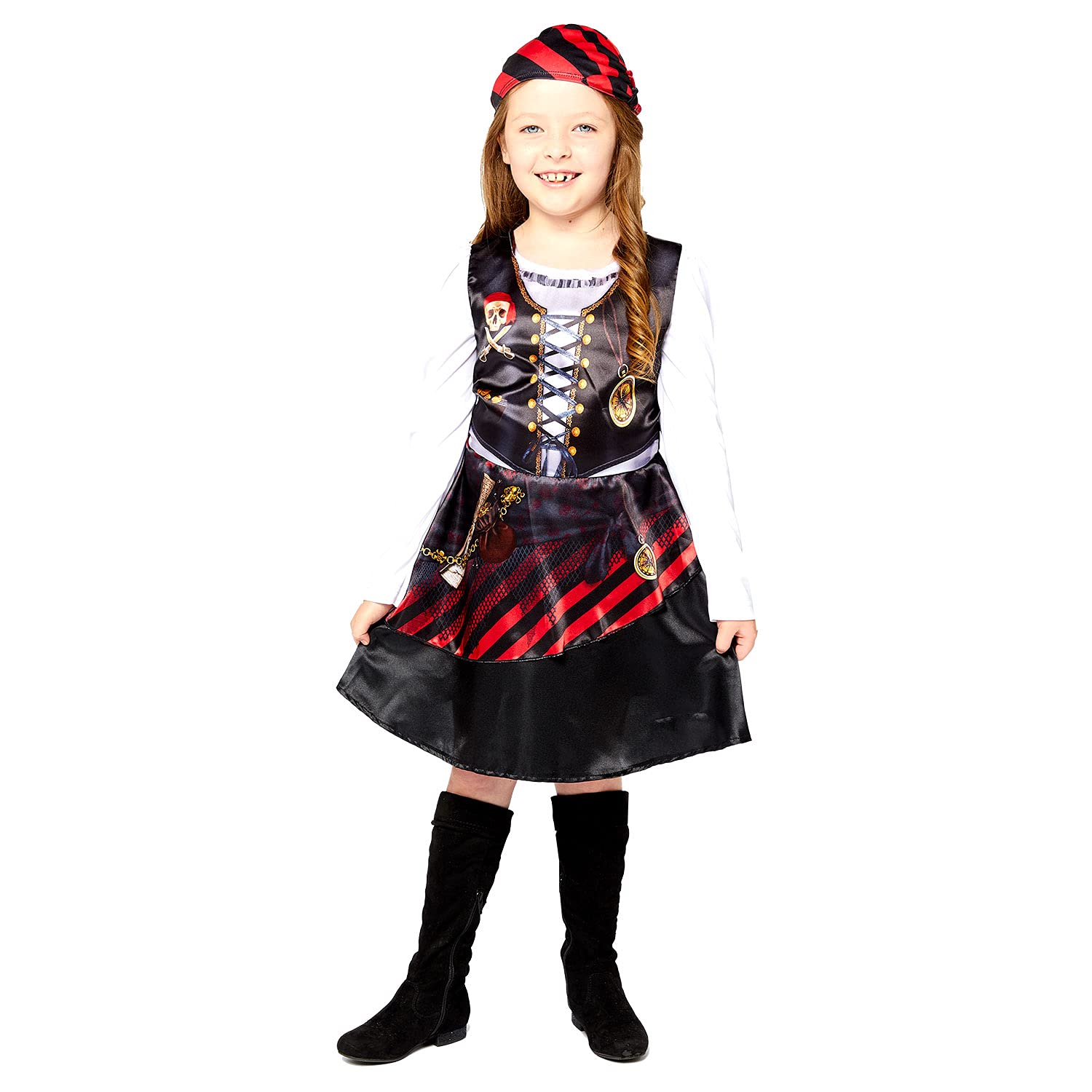 (PKT) (Fix 1/1) (9910099) Child Sustainable Pirate Girl Costume (8-10yr)