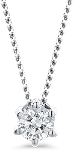 Orovi Femme 18 Kt 750 Or Collier Avec Diamant En Or Blanc Chaine Avec Pendentif Diamant Solitaire Et Diamant 0 12 Ct Longeur 45 Cm Amazon Fr Bijoux