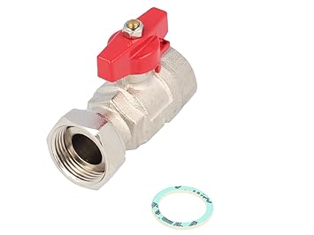 tecuro Kugelhahn 1 Zoll Überwurfmutter x 1 Zoll Innengewinde Flügelgriff rot