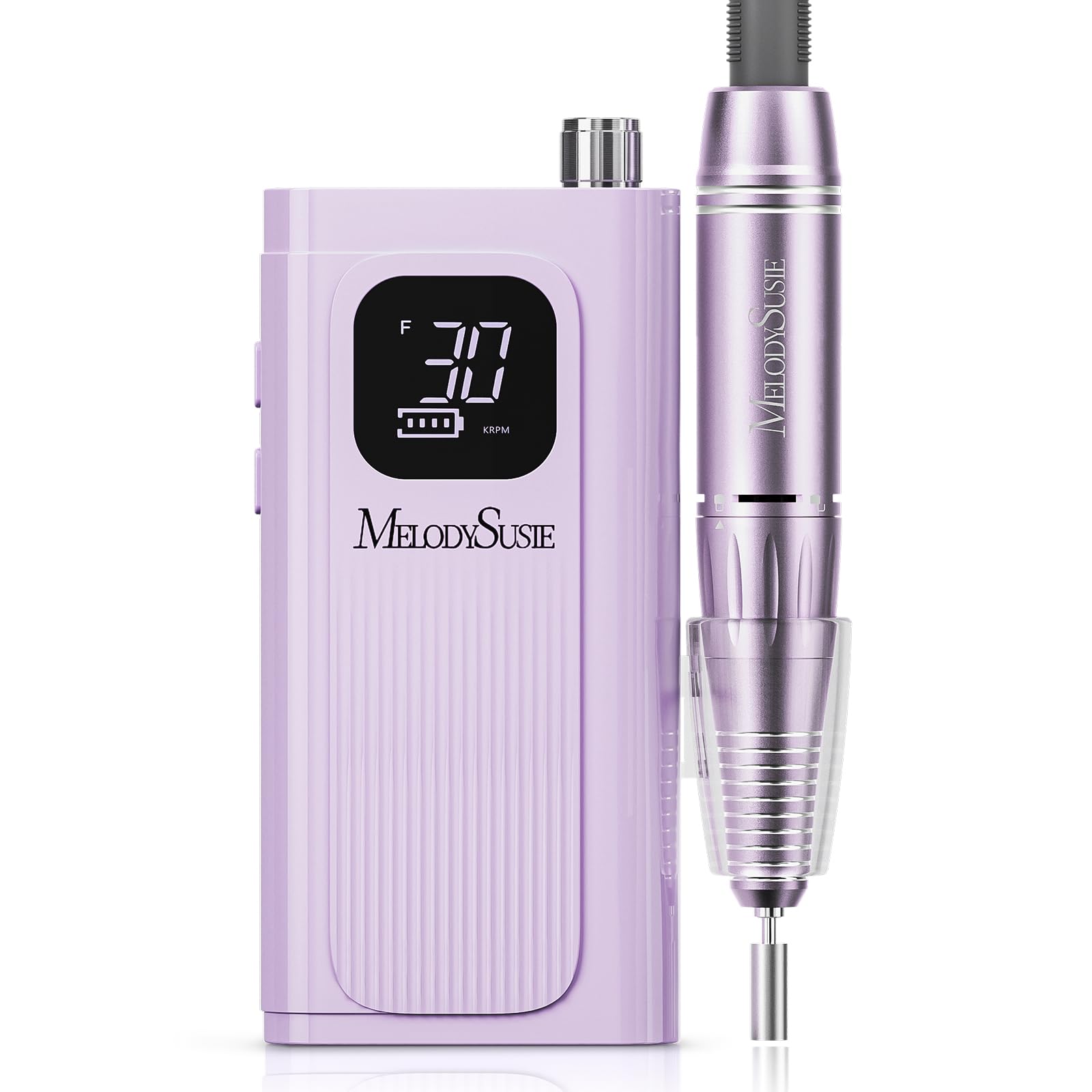 MelodySusie Entry-Level Clip-On Cordless Nail Drill, SC300F 30000RPM Nail E-File with LCD Display for All Manicure Shaping & Gel Removal, Ideal for Training, Nail Art Practice & Home Use, Purple