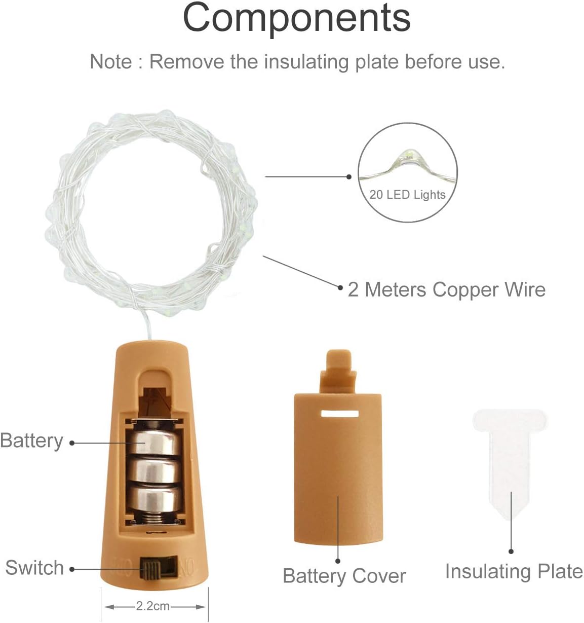 Kolpop [12 Pack Bottle Lights, Cork Lights for Wine Bottles 2m 20 LED Copper Wire Fairy Lights for Parties Birthday, Wedding - Image 3