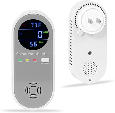 Plug in Carbon Monoxide Detector, Carbon Monoxide Alarm, 3-in-1 Real-time Digital Display CO Level, Fahrenheit(°F) & Humidity, Co Detector Monitor for Home,RV,Apartment