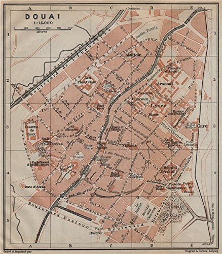 Amazon Com Douai Antique Town City Plan De La Ville Nord Carte Baedeker 1909 Old Map Antique Map Vintage Map Nord Map S Posters Prints