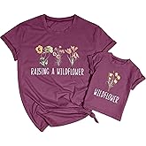 LOTUCY Raising A Wildflower Shirt Mom Toddler Matching Tshirt Mommy and Me Matching Tee Mother Daughter Son Mama Mini Outfit