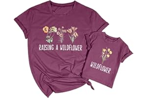 LOTUCY Raising A Wildflower Shirt Mom Toddler Matching Tshirt Mommy and Me Matching Tee Mother Daughter Son Mama Mini Outfit