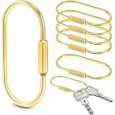 6 Pack Brass Keychain Gold Carabiner Clip with Secure Locking Screw Carabiners Key Holder Keychains Key Ring for Outdoor Camping Paracord Lanyard Keys Chain Backpack Bags Luggage Tags Clip Anti-Theft