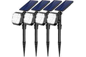 ROSHWEY Solar Lights Outdoor, 22 LED 700 Lumens Bright Solar Spot Lights Outdoor Waterproof Landscape Spotlight Security Lamps for Yard, Garden, Driveway, Pathway, Walkway - Cool White, 4 Pack