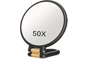 50X Magnifying Makeup Mirror, Double-Sided Handheld/Wall Mount Mirror with 360° Adjustable Handle for Skincare & Beauty