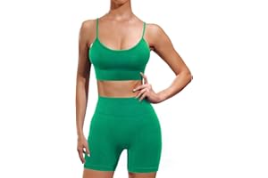 Ourgifts Workout Sets for Women 2 Piece Outfits Seamless High Waisted Workout Shorts Women with Sports Bra Sets Gym Clothes