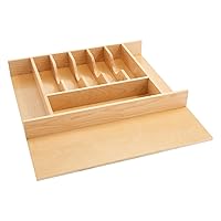 Rev-A-Shelf 4WCT-3 Tall Trim-to-Fit Wooden Cutlery 9 Compartment Tray Insert Utensil Organizer for Kitchen Cabinet Drawers, N