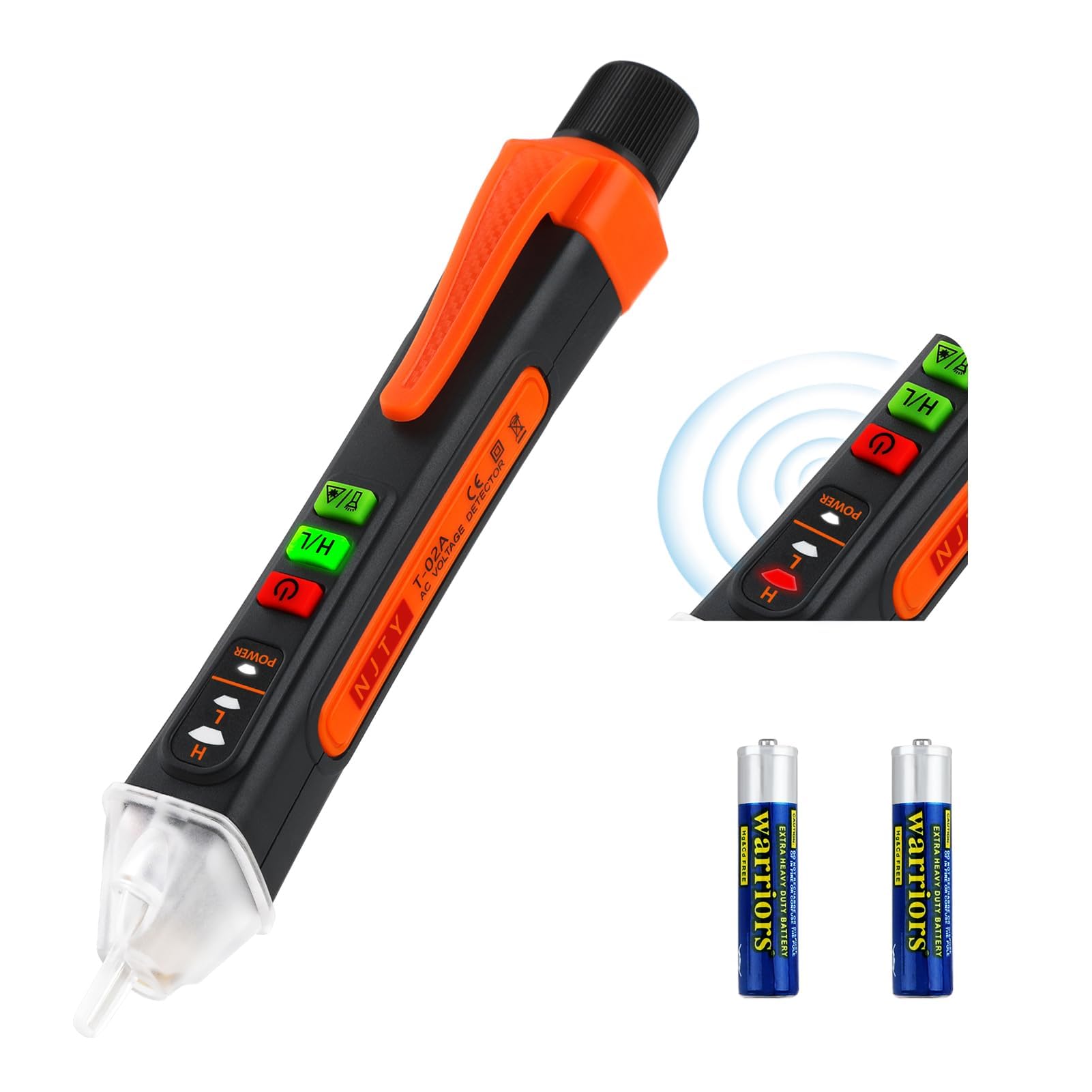 Penriter Non-Contact Voltage Tester 12-1000V AC Operating Range, Current Tester with Torch and Summer Alarm, Live Zero Wire Tester Phase Tester with Lamp Dual Sensitivity 12~1000V/48~1000V