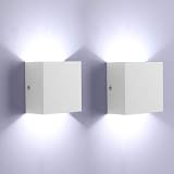 Glighone 2 Pcs LED Wall Lights Up Down Modern Aluminum 6W 6000K Cool White