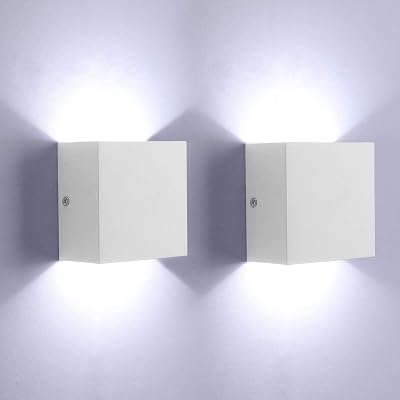 Glighone 2 Pcs LED Wall Lights Up Down Modern Aluminum 6W 6000K Cool White